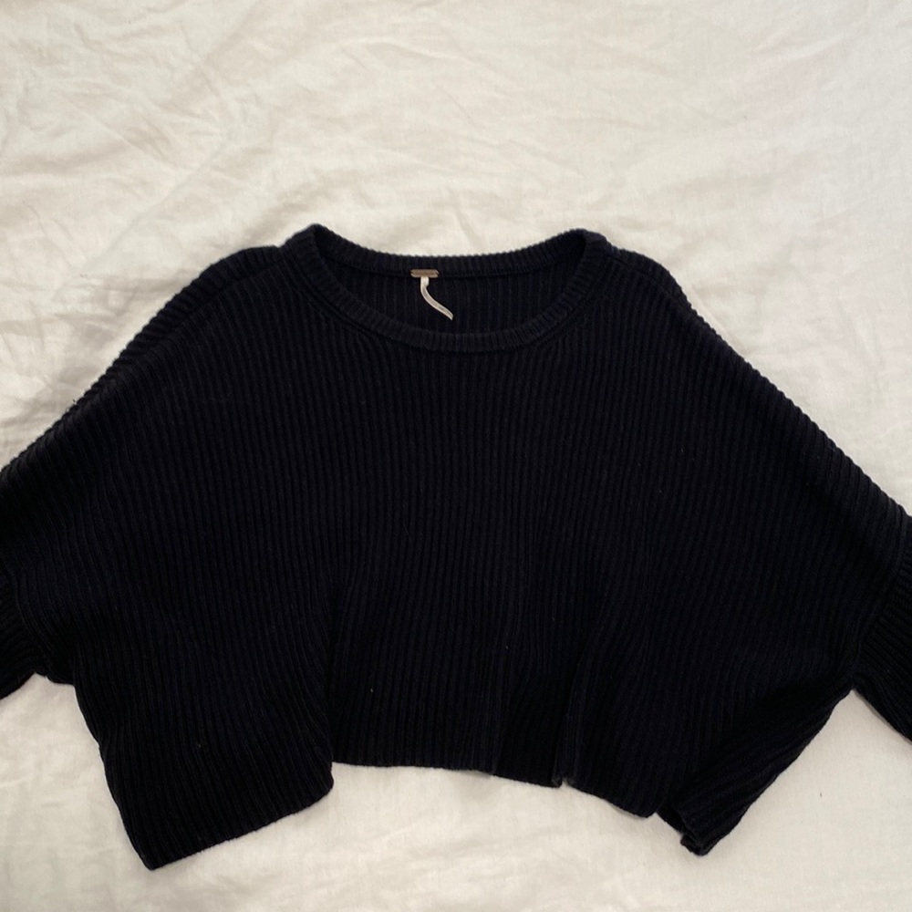 Free People Cropped Black Sweater